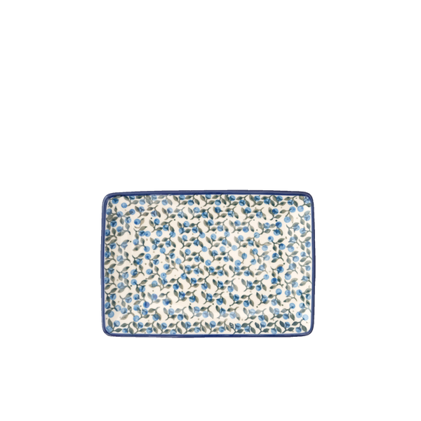 Polish Pottery small serving plate with all over small blueberries with green leaves, Ceramika Artystyczna, 1658X