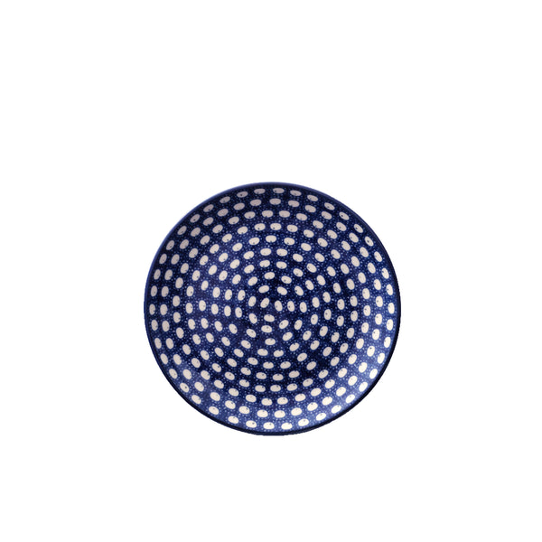 Polish Pottery breakfast plate 8" with navy lace with repeating white oval design, Ceramika Artystyczna, Boleslawiec, 74X