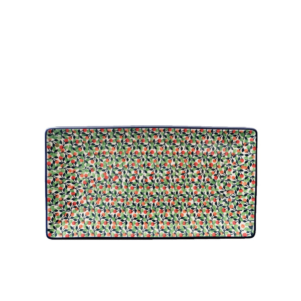 Polish Pottery large serving plate with orange-red berries all over the surface, Ceramika Artystyczna, Boleslawiec, U4806